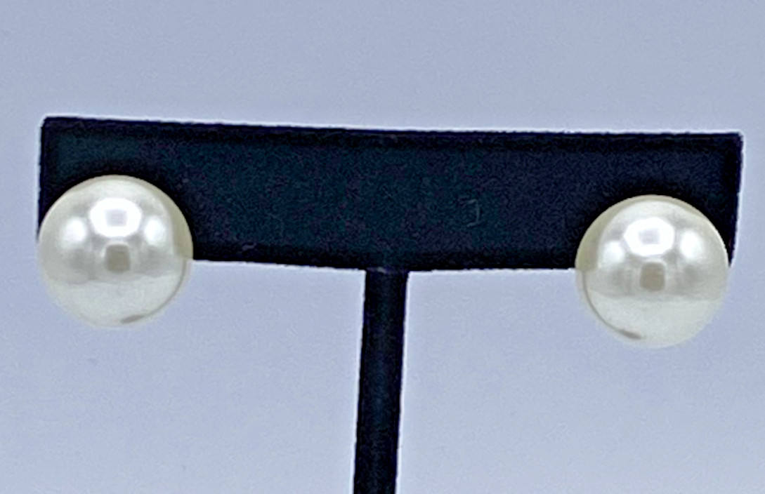 Charter Club Silver Tone Imitation Pearl Clip-on Earrings 14 mm NOS