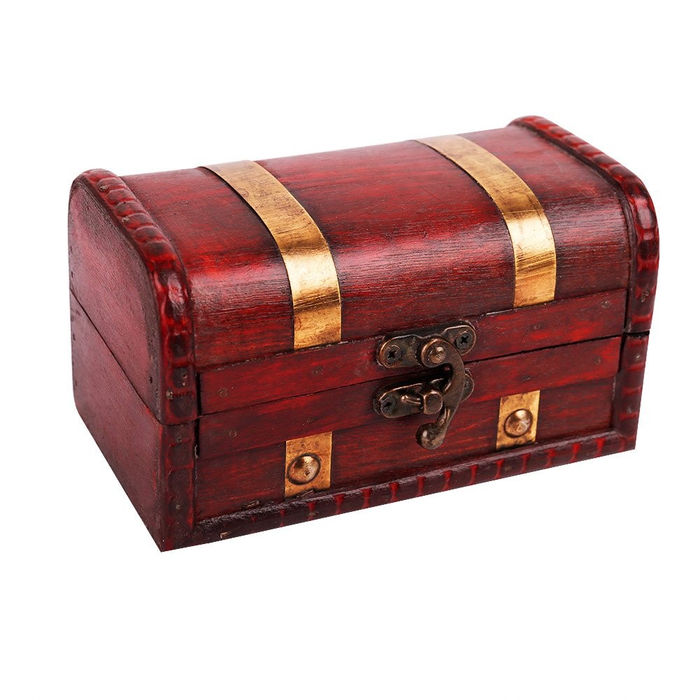Small Wooden Treasure Chest Pirate Keepsake Box Kids Gift Home Decor