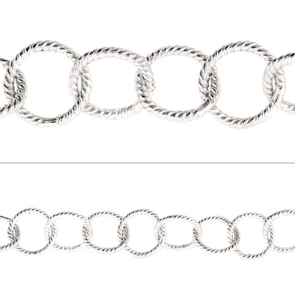 1ft, Sterling Silver Twisted Link Chain. 7mm Link Chain. Chain by Foot. SS7090A