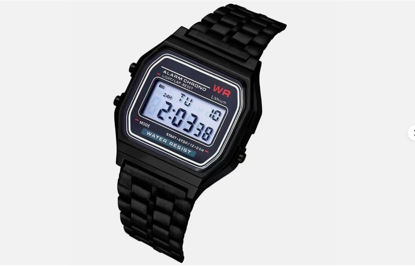 F-91W-1 Men’s Digital Silver Steel Watch Classic Alarm Light Waterproof
