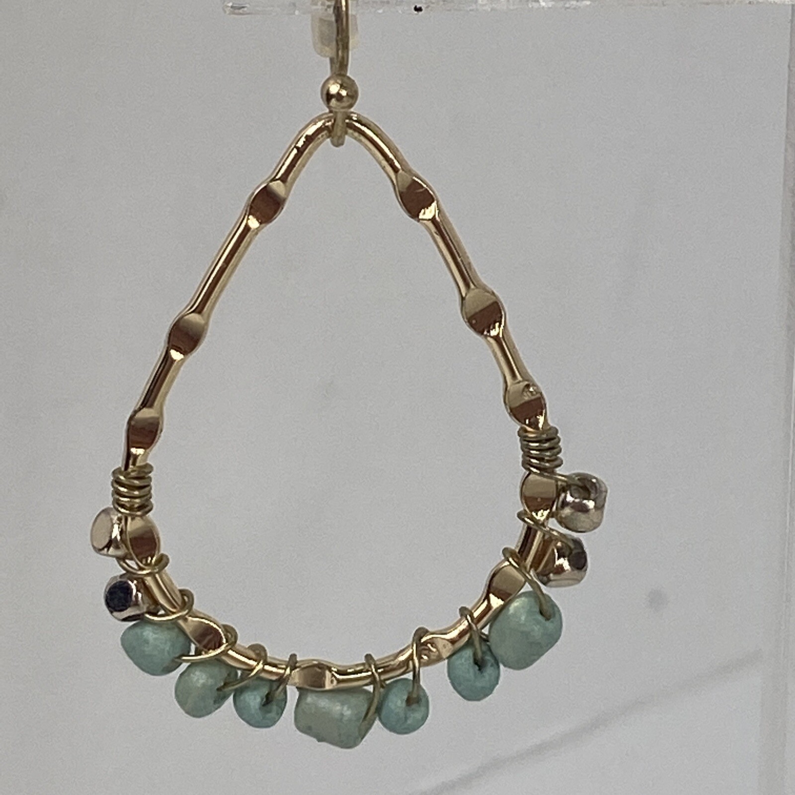 New Earrings Lydell NYC Gold Blue Stones Dangle J2