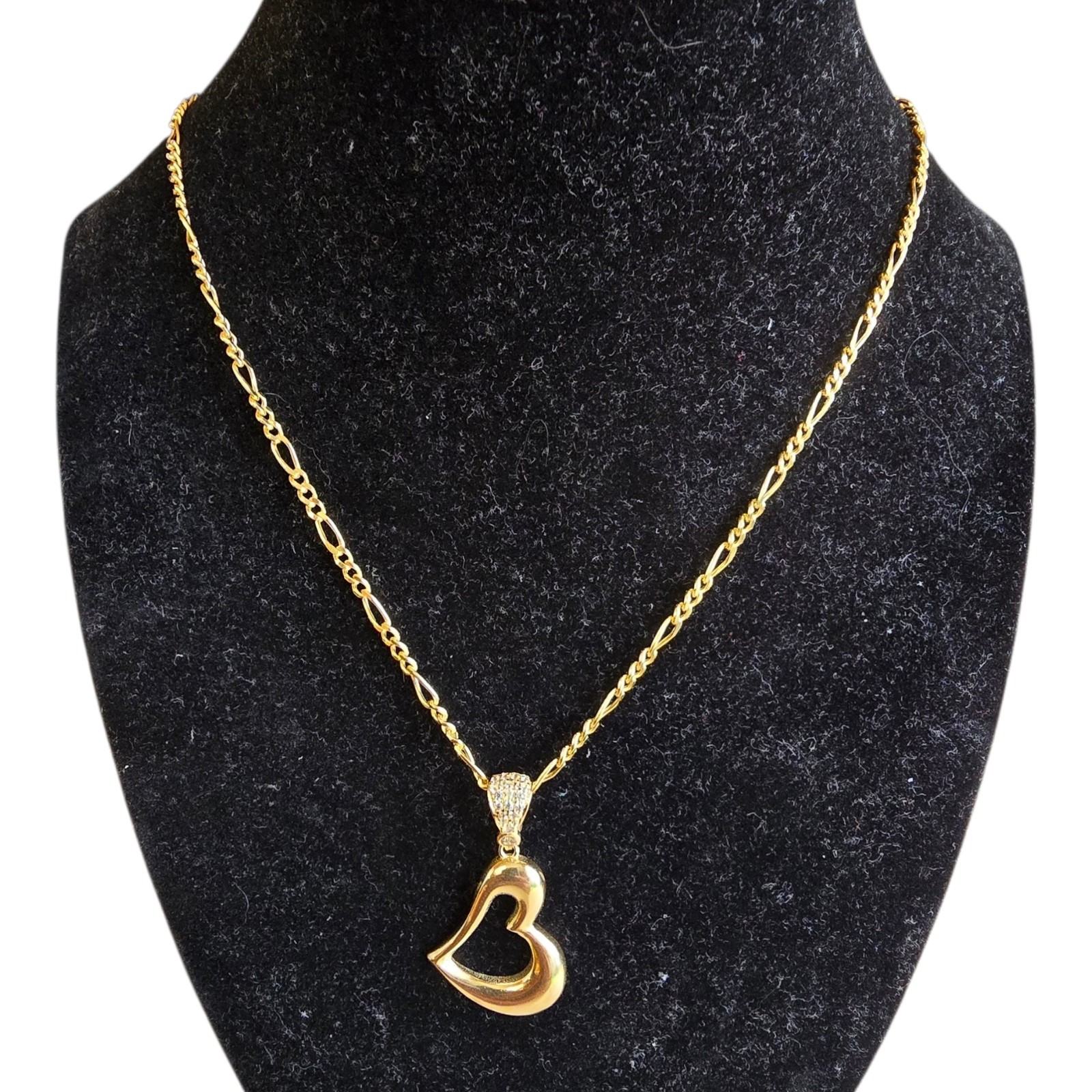 cadena Figaro 14k De 18 De Largo Con Medalla En Forma De Corazón De 14k Para Mjr