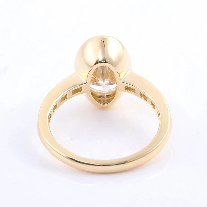 3.25 CT Oval F-VS1 Lab Grown Diamond Women Wedding Gift Ring 14K Yellow Gold IGI