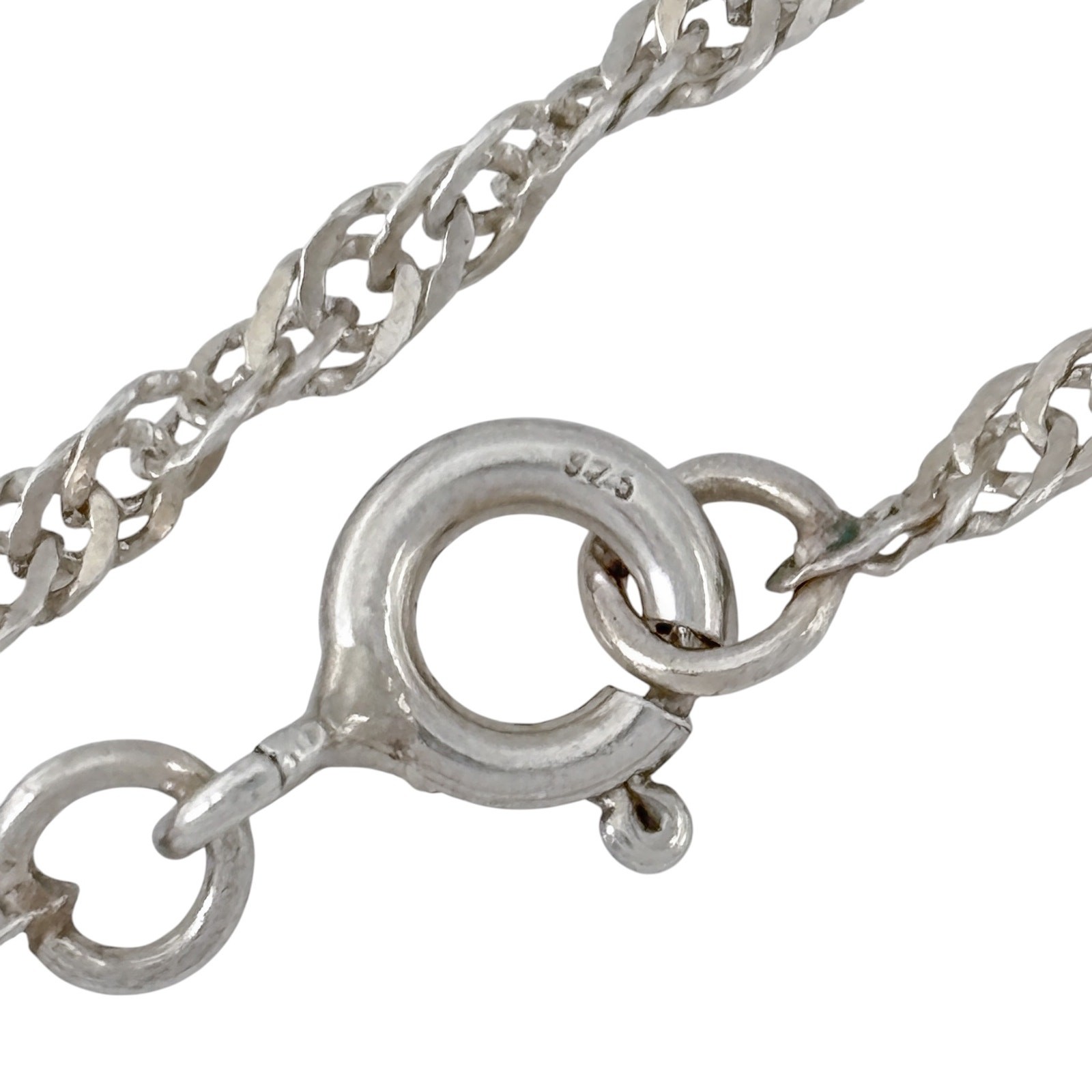 Vintage Sterling Silver 925 Singapore Chain Necklace 21.5″