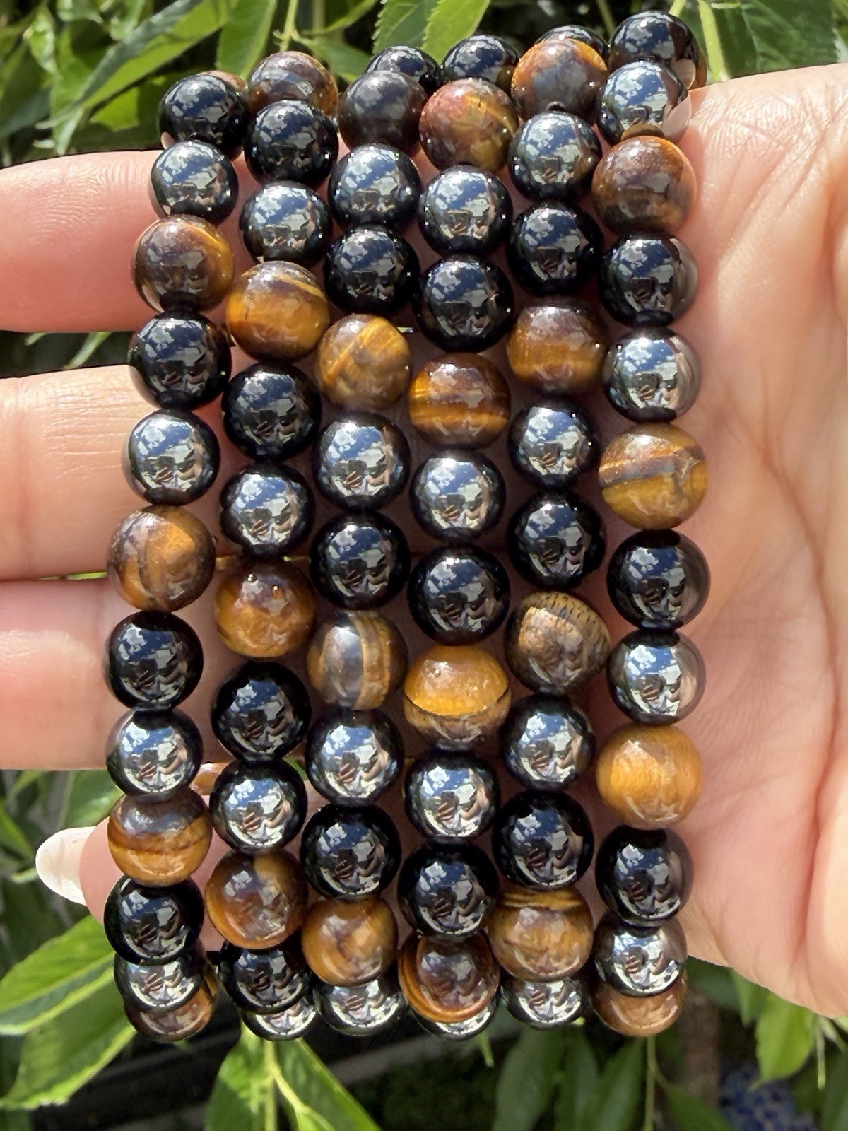 6 Pcs Protection Natural Crystal Healing Stretch Bracelets 8mm 7.5″