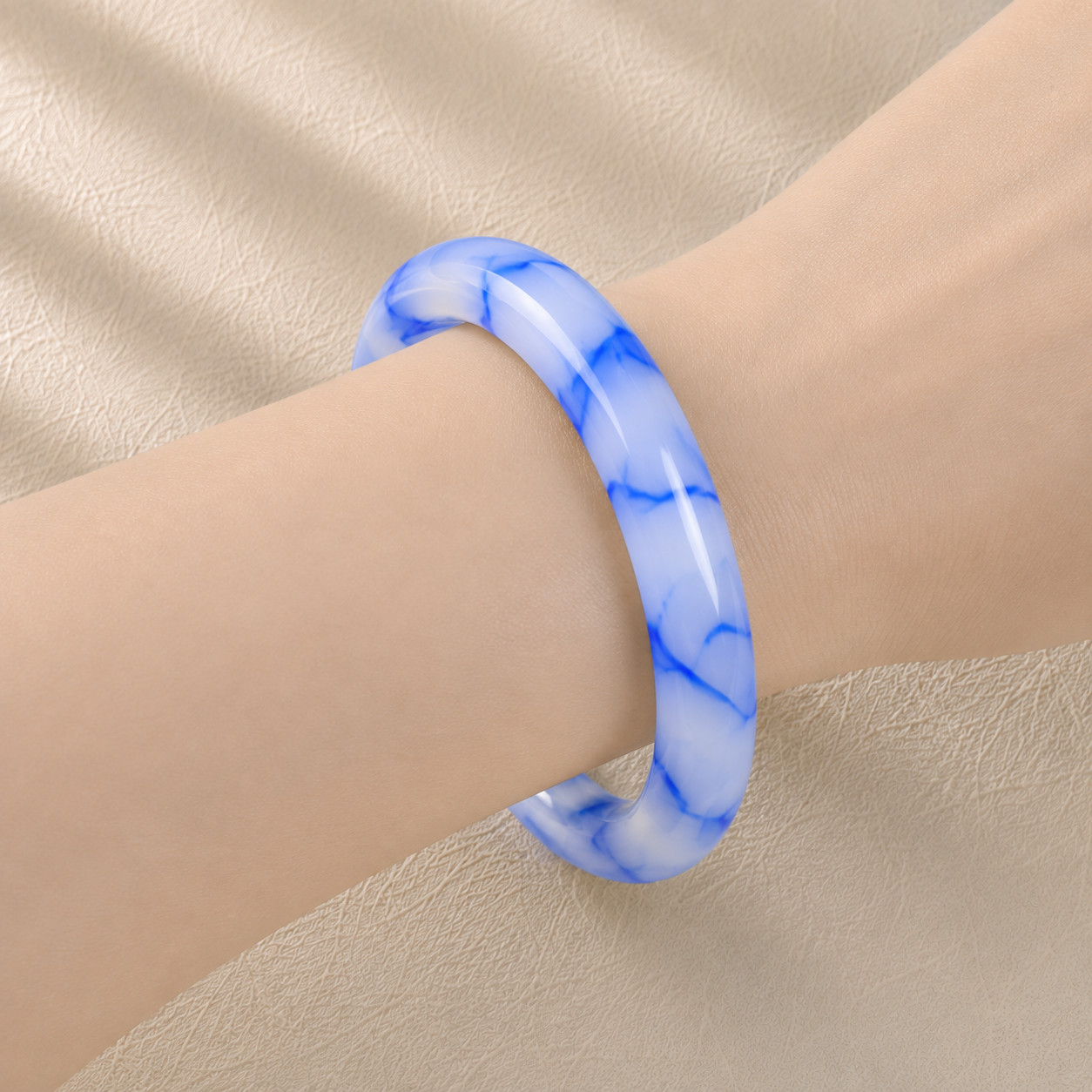 Natural Blue & White Dragon Real Jade Bangle | Genuine Gemstone | Lucky