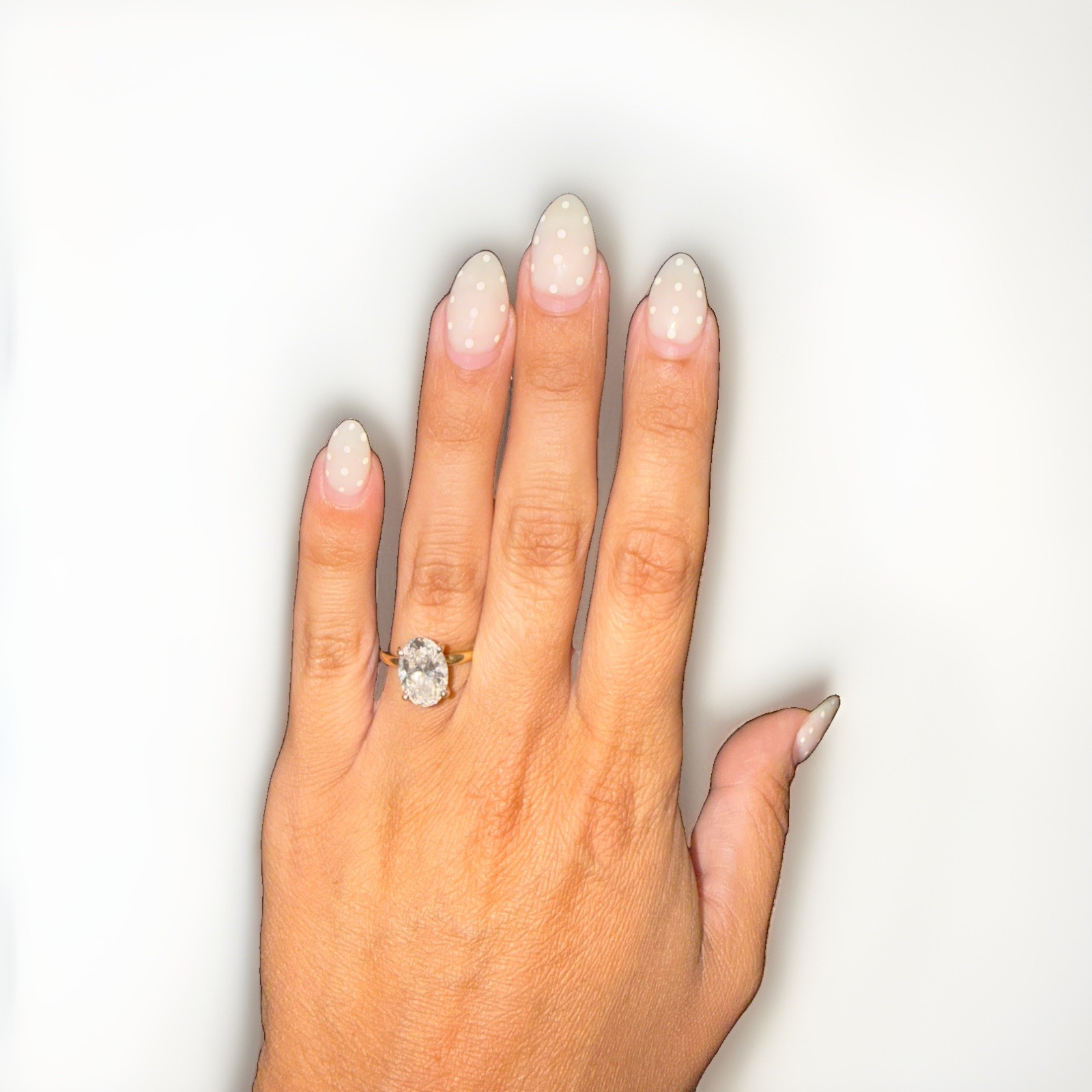 14 karat gold solitaire oval lab grown diamond ring 3.08 carats size 6