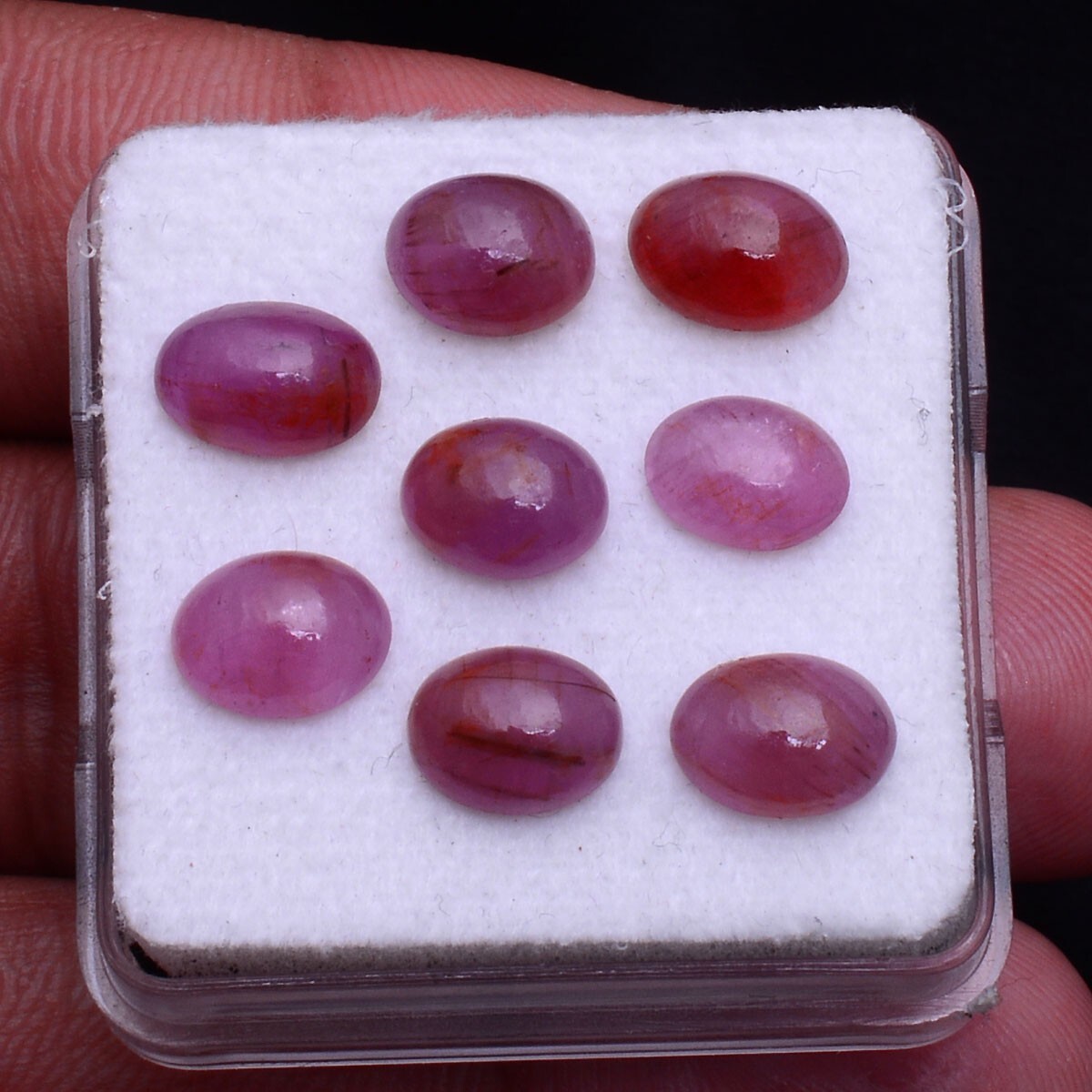 8 Pcs Natural Ruby 7.71mm-8.76mm Oval Cabochon Untreated Dazzling Red Gemstones