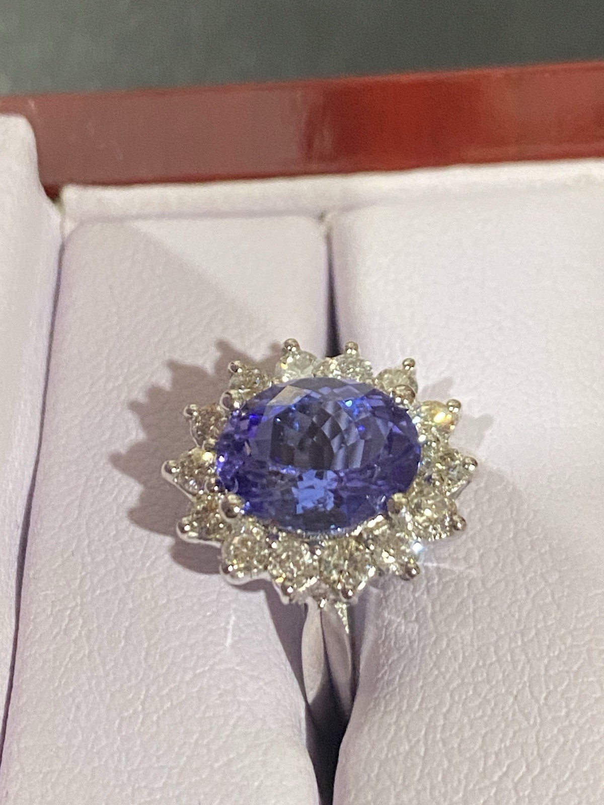 $SALE$ 14k White GOLD Oval Shaped Tanzanite $10,299.99USD Genuine Diamonds RingW