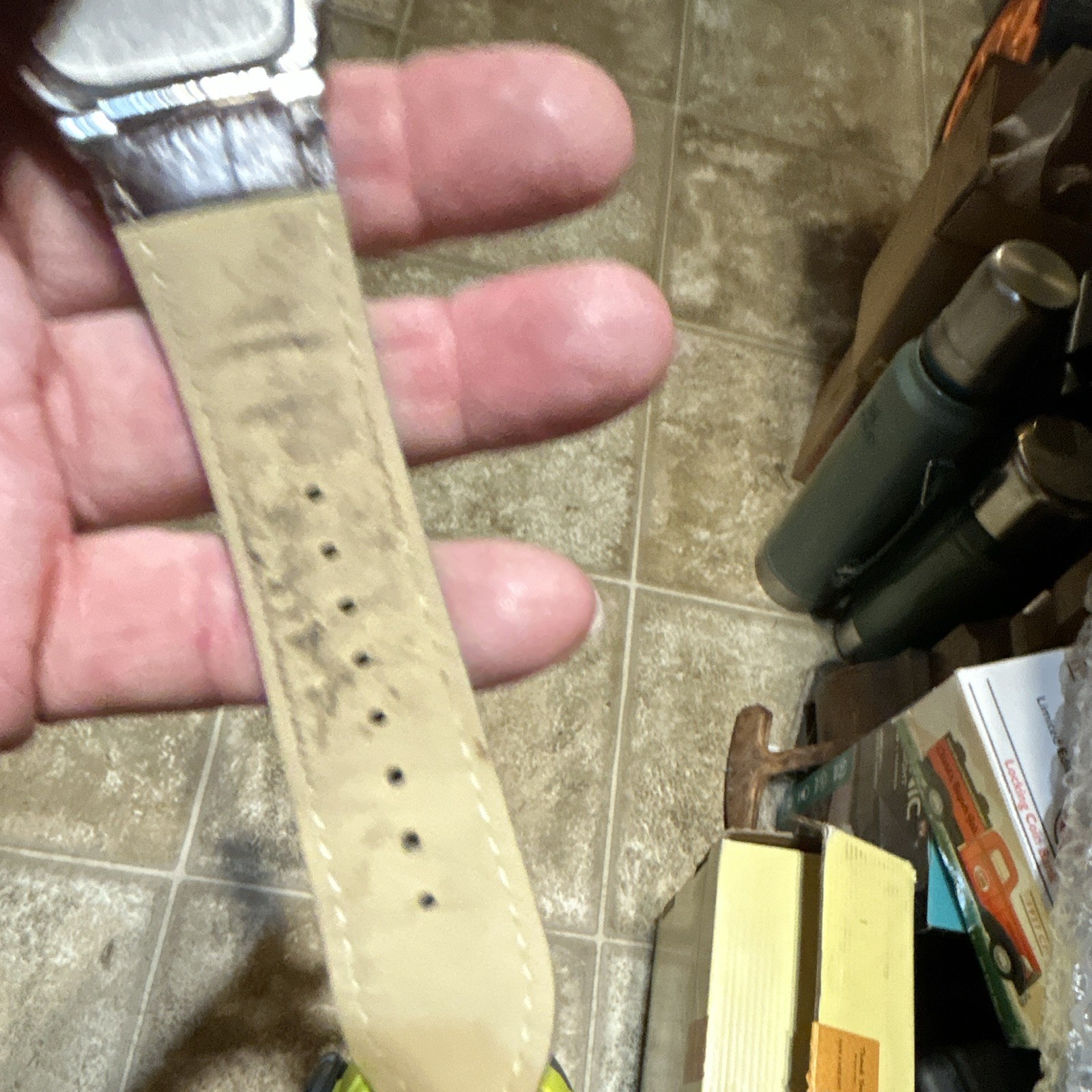Accutime 4026AWWM Quartz Analog Tonneau 36mm Brown Dial Leather Strap