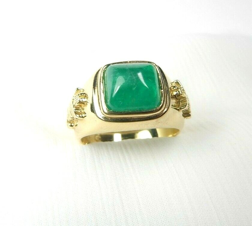 Colombian Emerald Ring Square Shape 5.05 Cts 18K Yellow Gold Size 9 US Muzo Mi