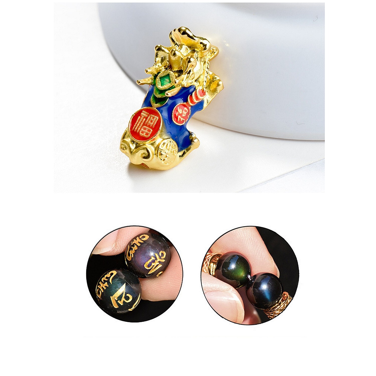 Feng Shui Obsidian Pixiu Wealth And Luck Bracelet for Women & Men,Chinese Knot