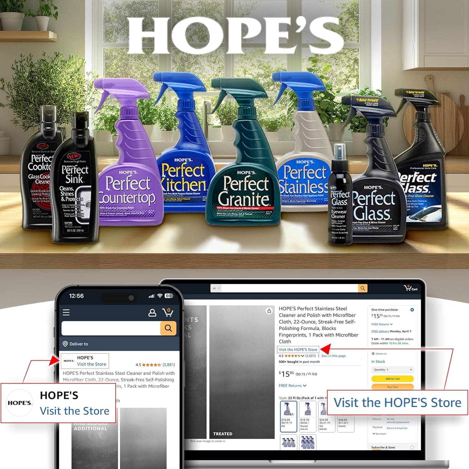 HOPE’S Perfect Kitchen Cleaner Spray – 32 Oz No-Residue All Purpose Cleaning…