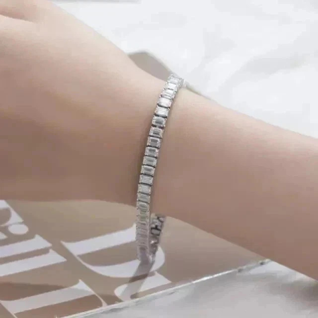 12TCW Emerald Lab Created Diamond Women’s Tennis Bracelet 14k White Gold Plated