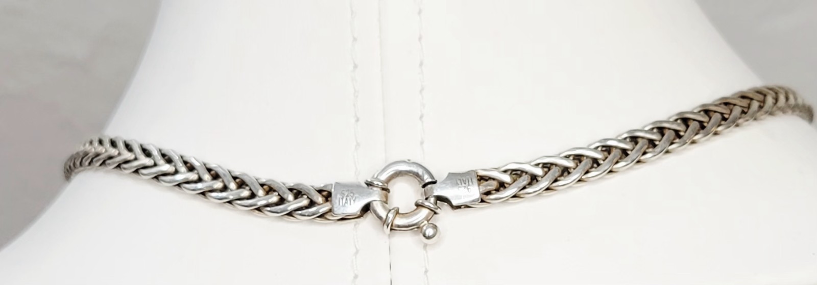 Solid Heavy Sterling Italian Foxtail Necklace Luxurious 18″ 31.4 Grams Stamped