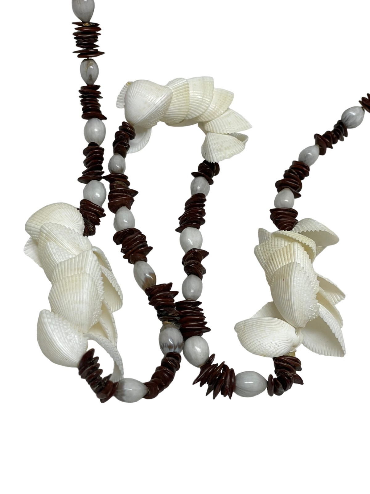 (7) Vintage Philippines Cowrie Mixed Shell Long Strand Necklaces Hippy Boho