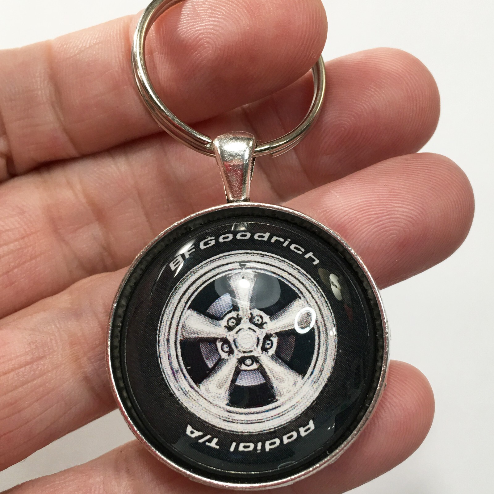 Vintage American Racing Mag Wheel BF Goodrich TA Radial Keychain Reproduction