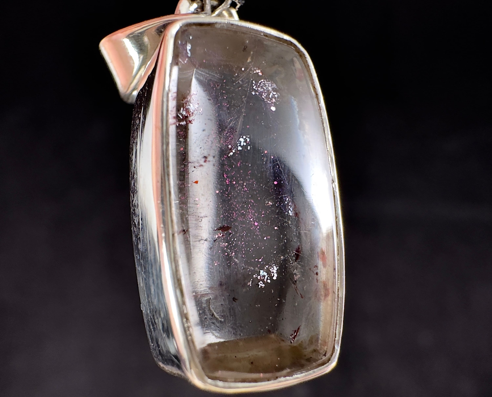 COVELLITE Pink Fire Quartz Crystal Pendant Fine Stone Healing Jewelry, 54300