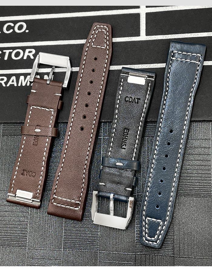 Fits IWC Pilot’s PORTOFINO Mark 18 Quick Release Leather Strap 20mm Blue / Brown