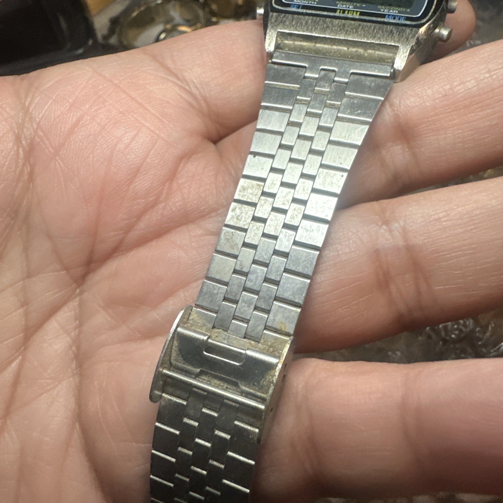 Vintage Armitron LCD Mens Watch New Battery Working But Missing Segments 34mm 7”