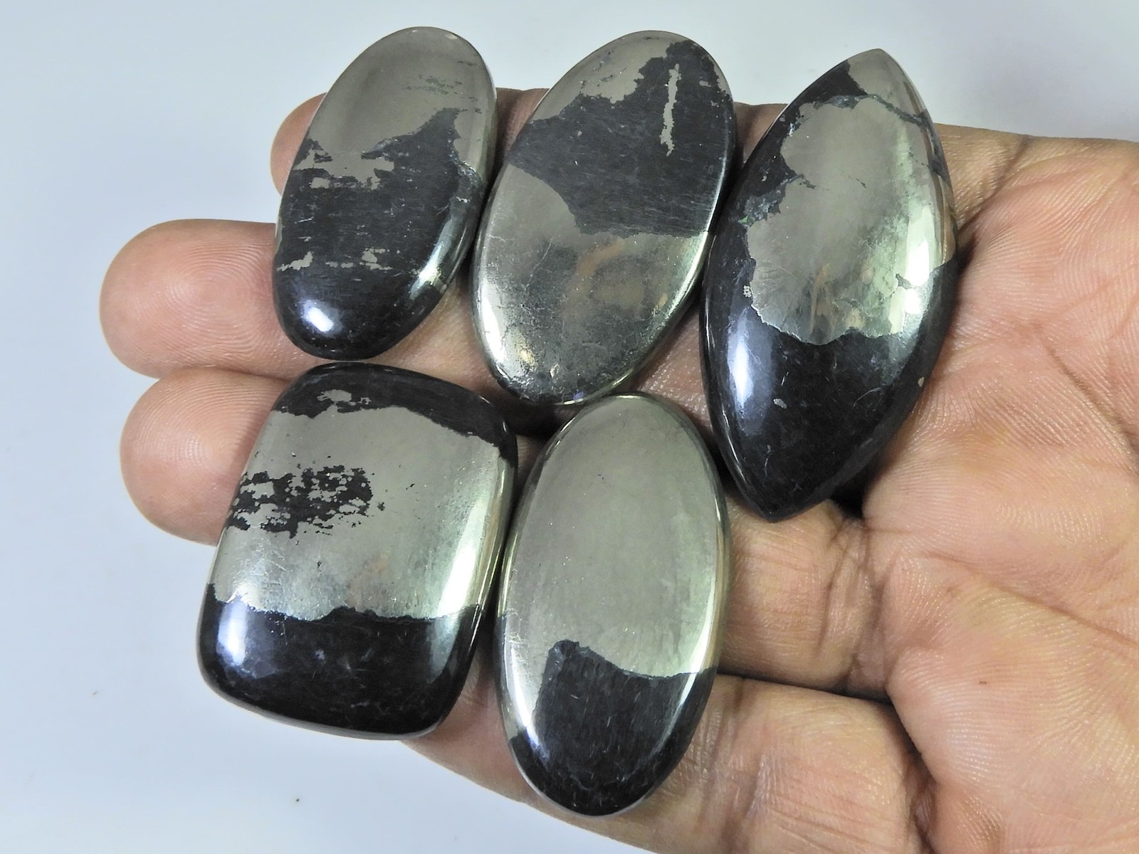 295Cts. Natural Apache Gold Pyrite Mix Cabochon Loose Gemstone 05 Pcs Lot G336