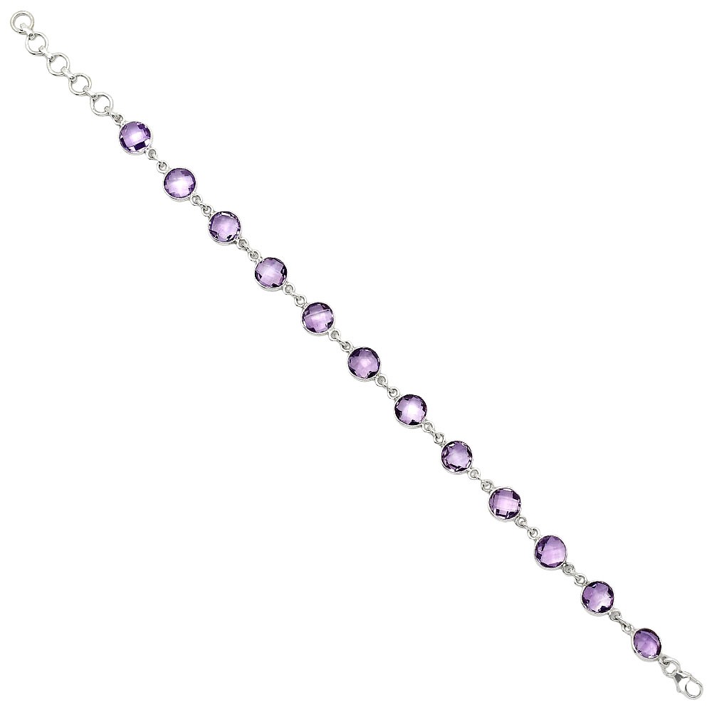 Amethyst Checker Briolette – Brazil 925 Sterling Silver Bracelet Jewelry B-1001