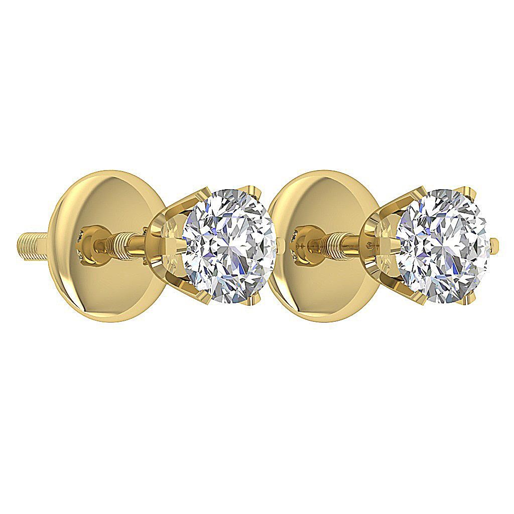 0.50Ct Solitaire Studs Earrings Round Diamond 14K White Yellow Rose Gold 4.30 mm