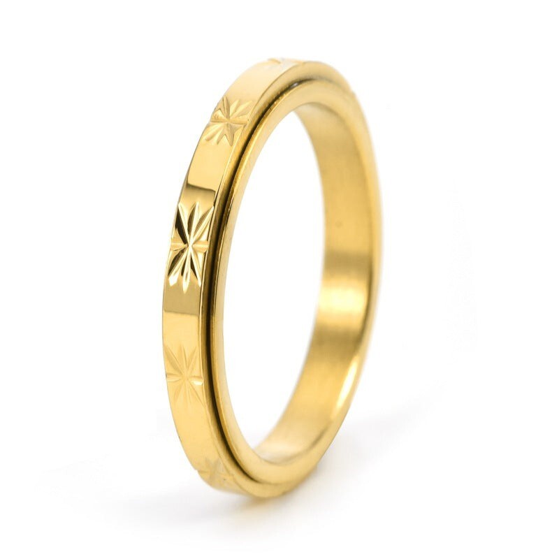 Thin 3mm Anxiety Fidget Spinner Band Ring in Titanium Steel