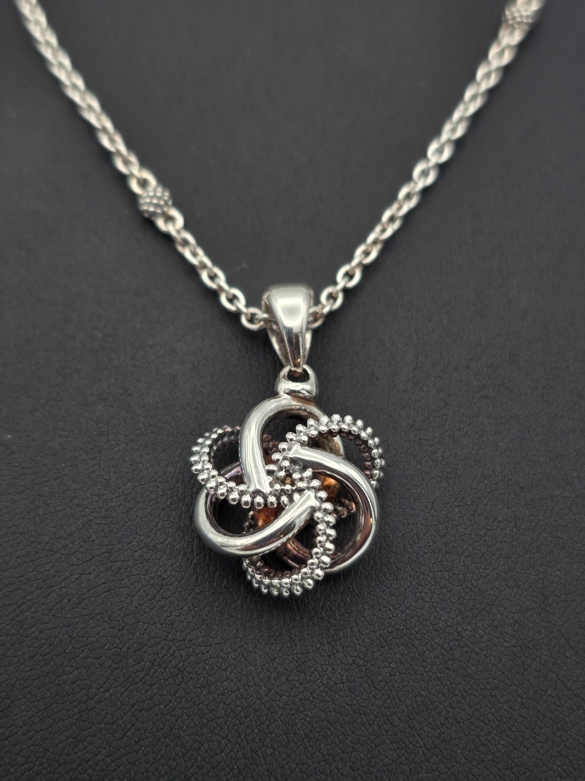 LAGOS Caviar Love Knot Sterling Silver Necklace 18″
