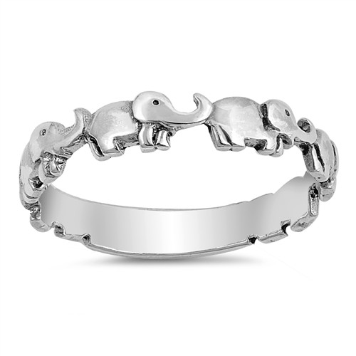 .925 Sterling Silver Elephant Fashion Ring Size 4 5 6 7 8 9 10 11 12 NEW
