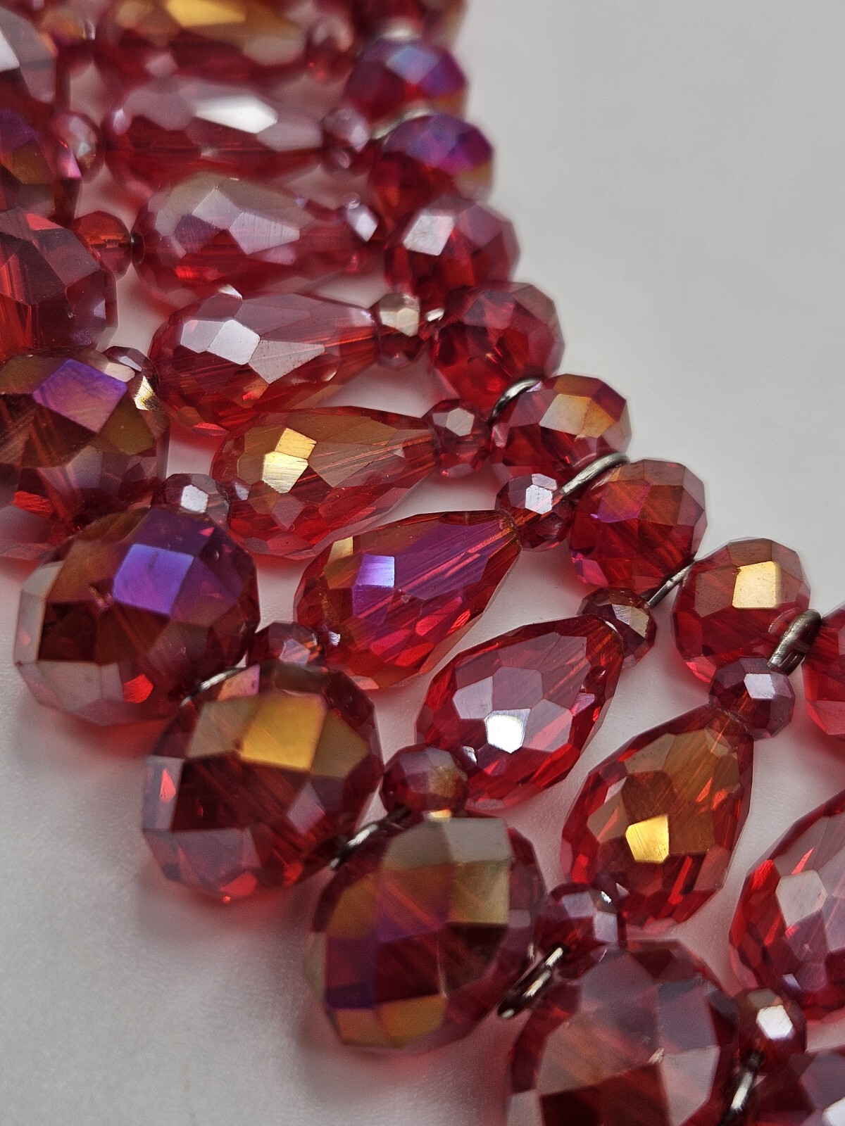 Red Crystal Glass Collar Bib Wide Necklace