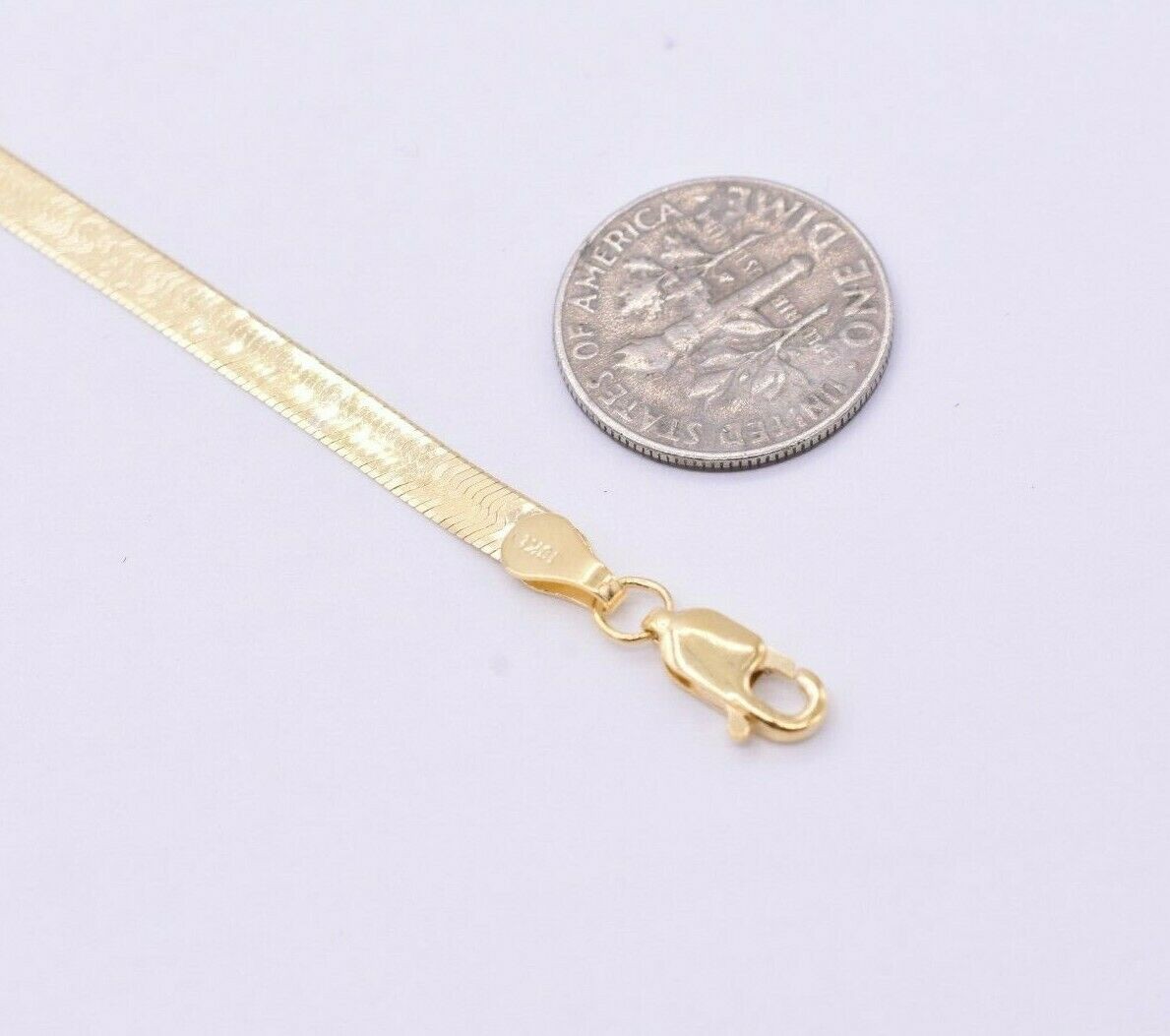 3.7mm High Polish Herringbone Bracelet Solid Real 10K Yellow Gold 7″
