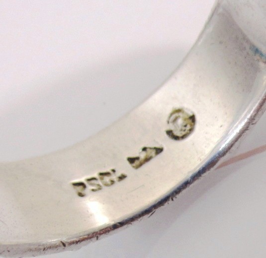 Vintage Sterling Silver Rainbow Ring 925 PSCL size 9.5 Peter Stone Etched Band