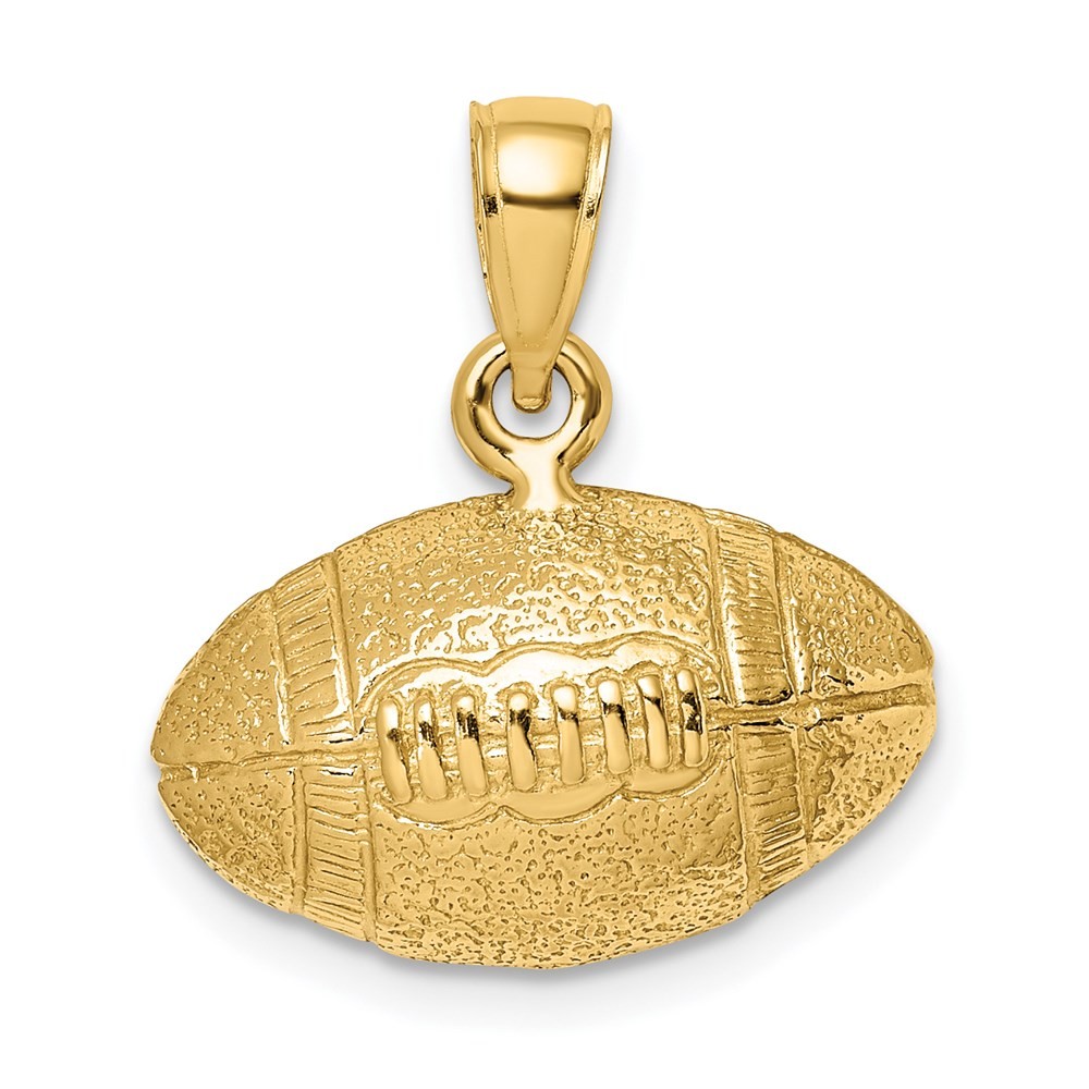 14k Yellow Gold Polished 3-D Football Charm Pendant 5.22g, L-10.85mm, W-17.95mm