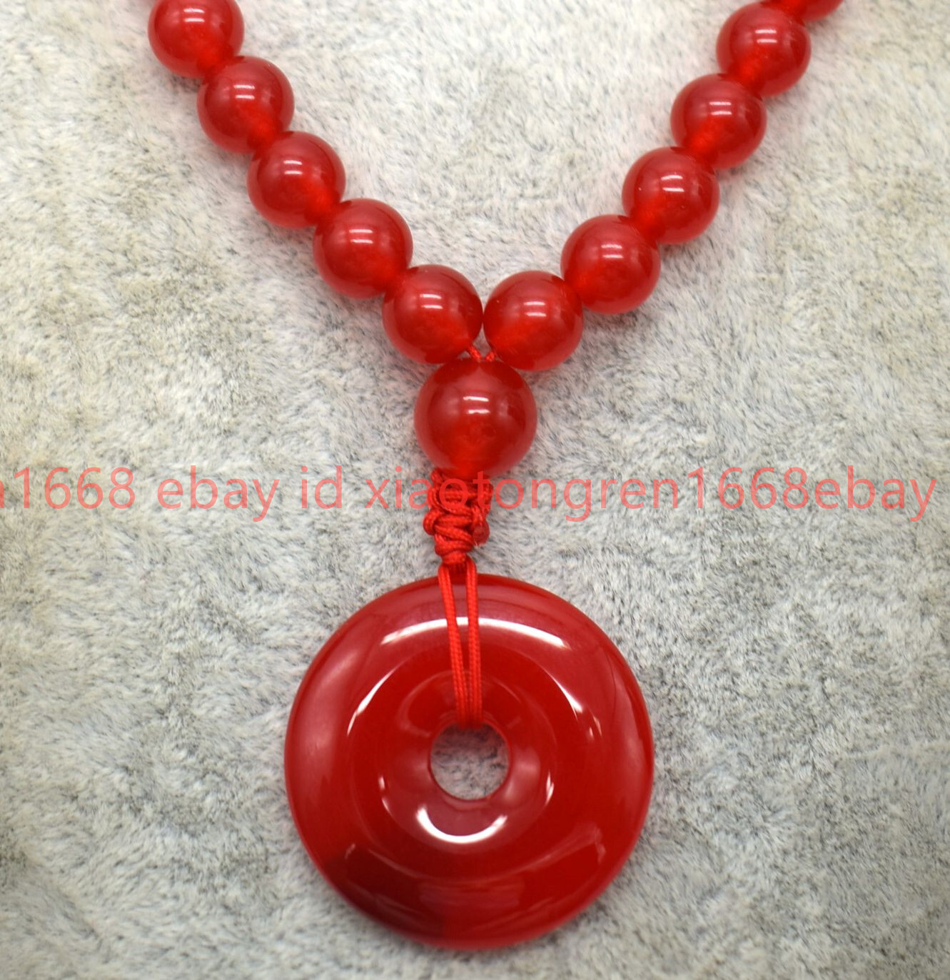 New 8/10/12mm Lavender /Red Jade Gems & 30mm Circle Donut Pendant Necklace 18in