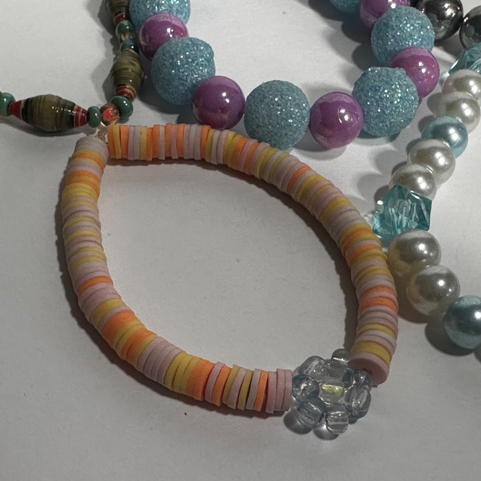 Beaded Stretch Bracelet Lot Colorful Perfect for All Ages 15 pc