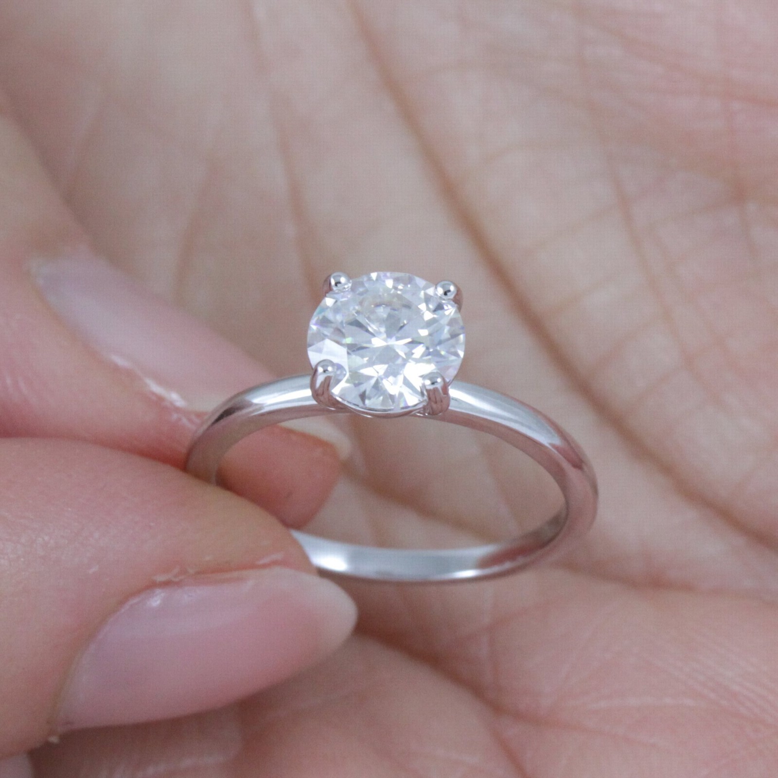 1.2ct GRA VVS Moissanite Solitaire Sterling Silver Engagement Ring 2.5-15 S10493