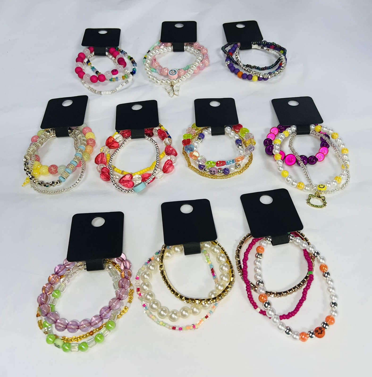 30 x Handmade Pretty Kids & Teens BRACELETS Party Bags 10 Packs Of 3 Z