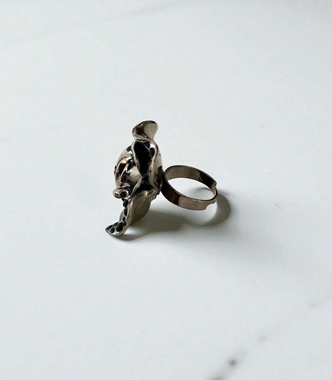 1.5/8” Diameter Black Rose Flower Casual Fun Statement Goth Punk Ring