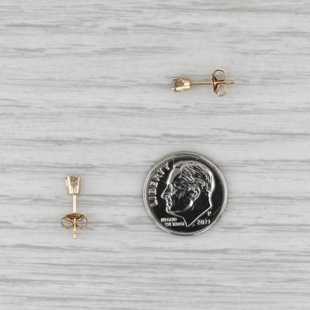 0.23ctw Small Diamond Stud Earrings 14k Gold Round Solitaire Studs Screw Back