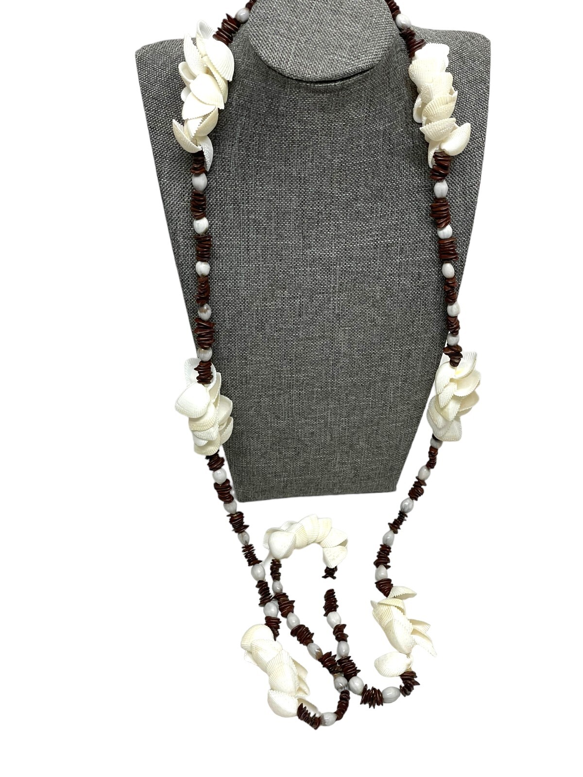 (7) Vintage Philippines Cowrie Mixed Shell Long Strand Necklaces Hippy Boho