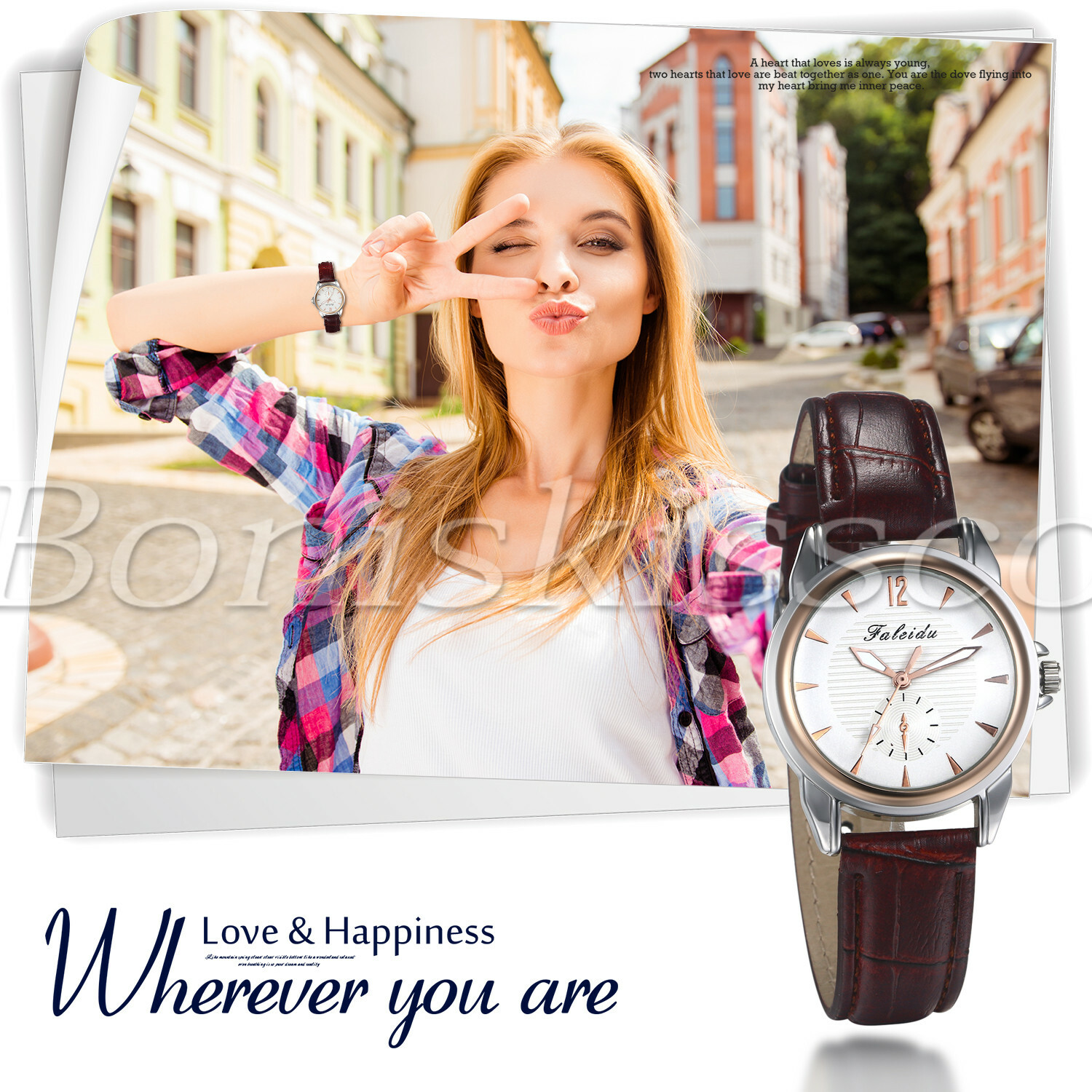Women’s Elegant Casual Business Leather Band Round Quartz Analog Wrist Watches