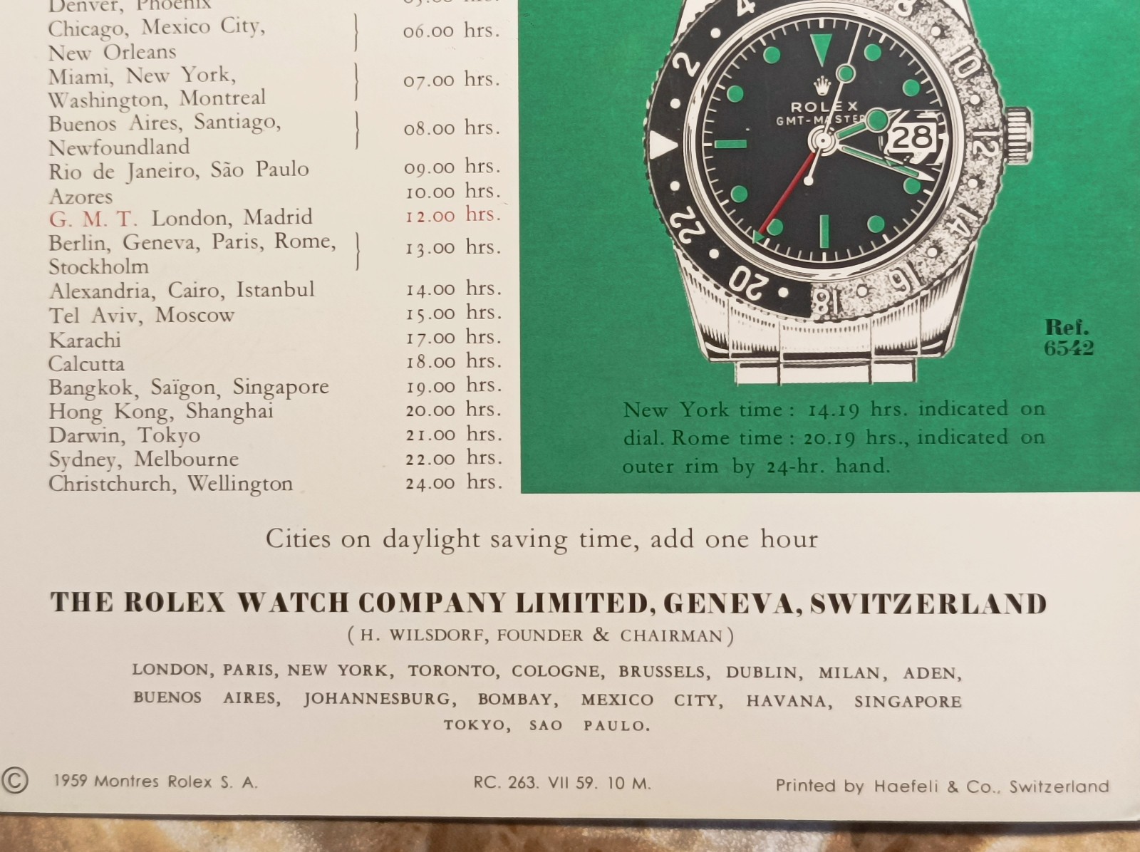Rolex GMT-Master Leaflet english year 1959 in good conditions