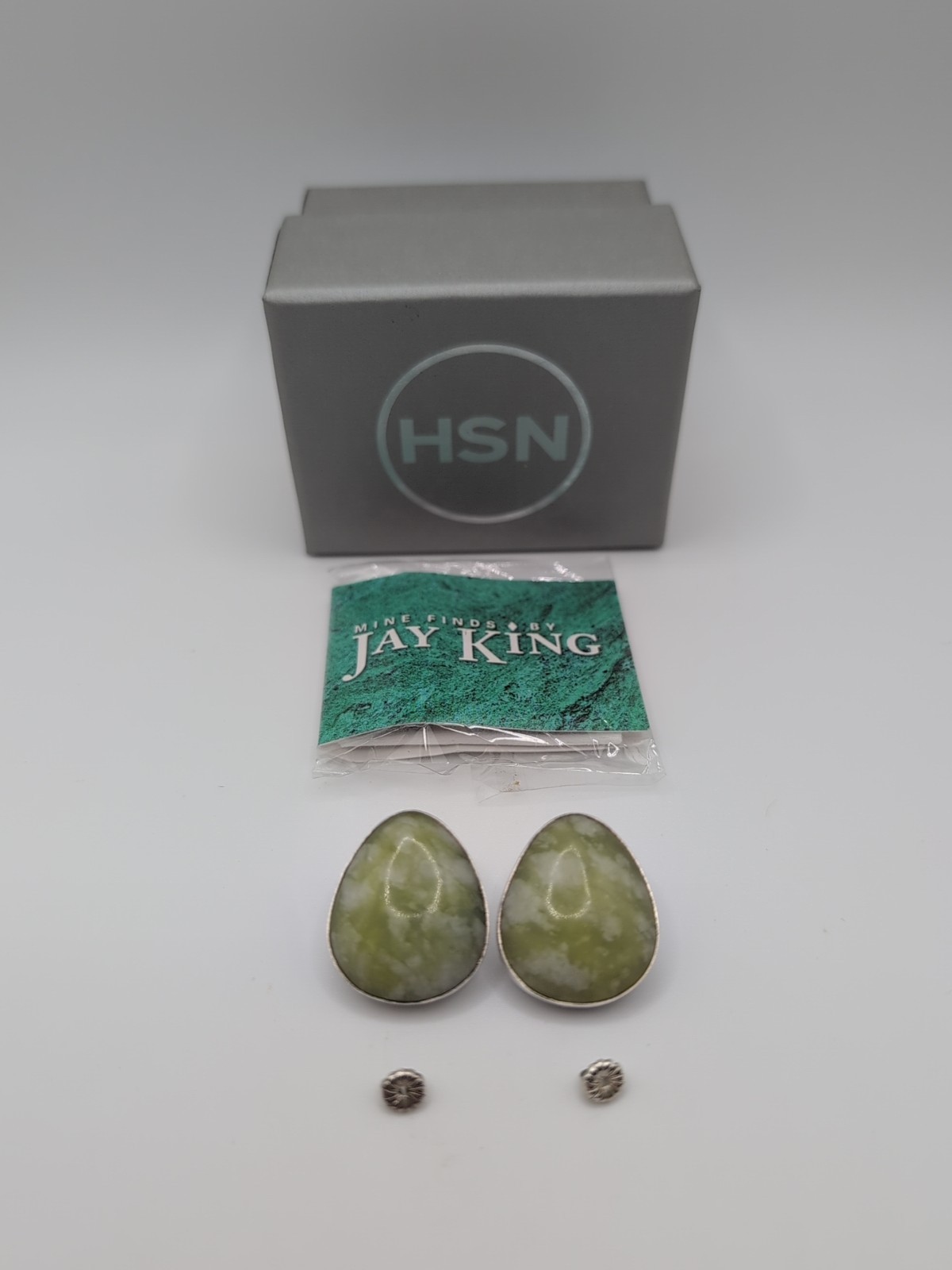 Vintage Mine Finds By Jay King Jade Dragon Serpentine Sterling Pierced Earrings