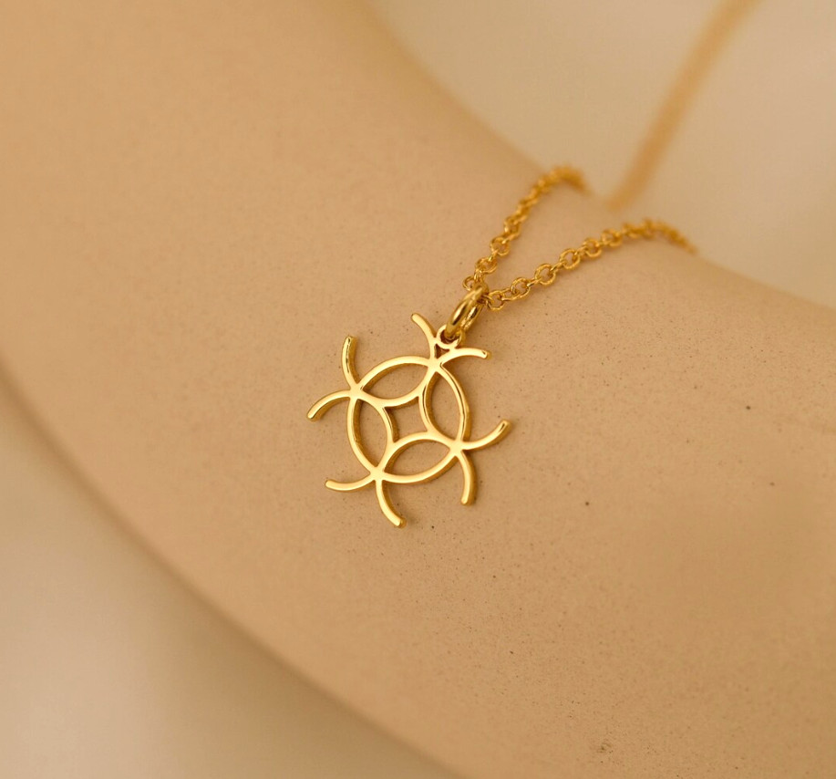 18K Gold Plated Magic Symbol Necklace Spiritual Healing Jewelry Silver Pendant