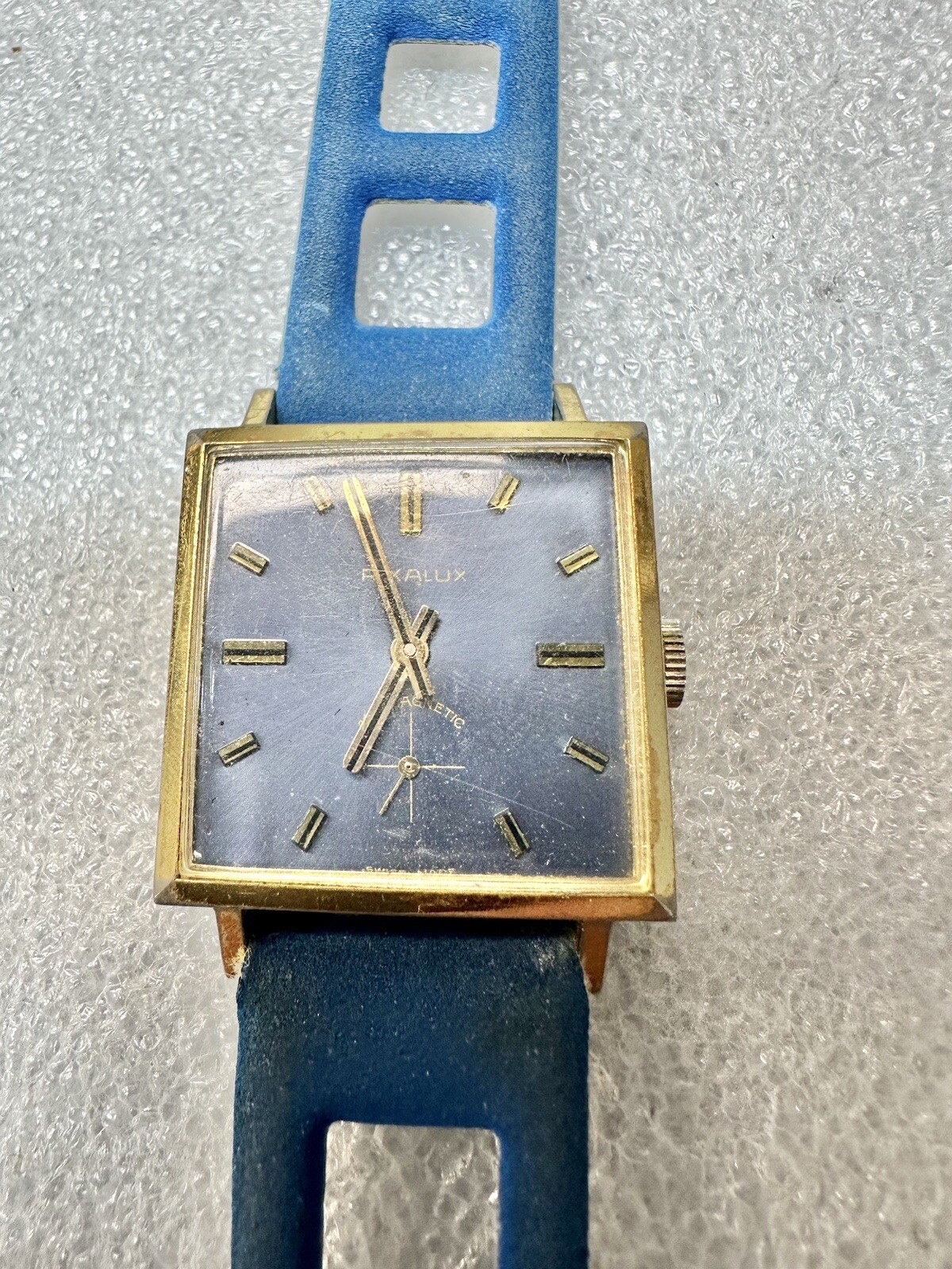 Very Rare VTG Fond Acier Inoxydable Swiss Made Rixalux Square Dave