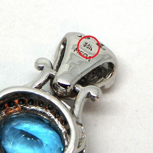 14k White Gold Blue Zircon & Diamond Pendant