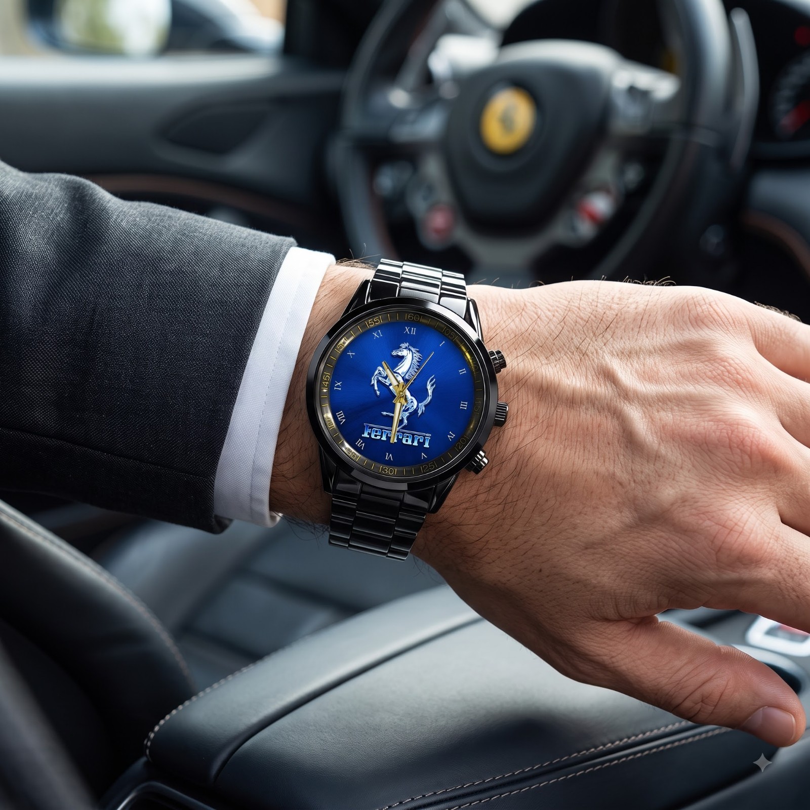 Personalized Ferrari Red Motorsport Stainless Steel Watch Racing Gift for Men