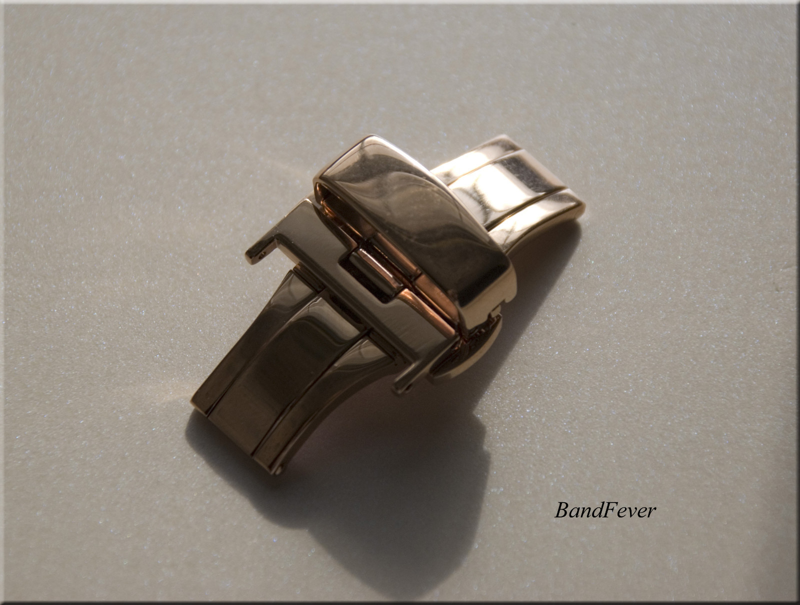 18mm Rose Gold Butterfly Deployant Buckle Double Push Spring Watchband Clasp