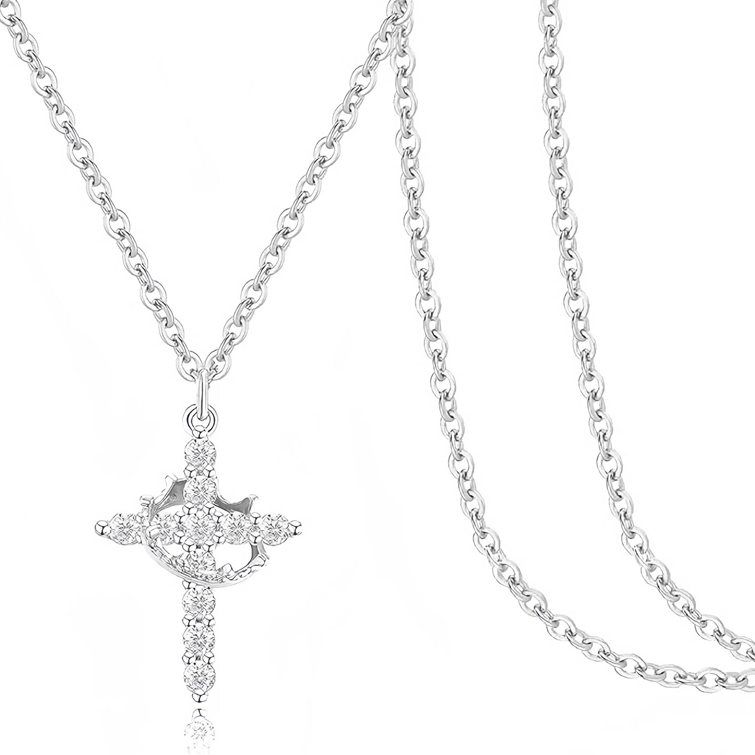 Crown Cross Necklace for Women 18K Gold Plated Crown Cross Pendant Necklace Simp